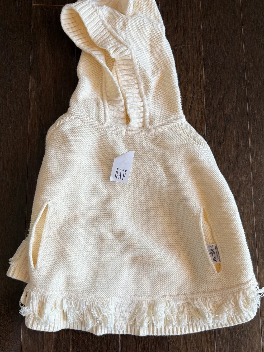 GAP Cream Knit Sweater Poncho for Girls - 3 Years